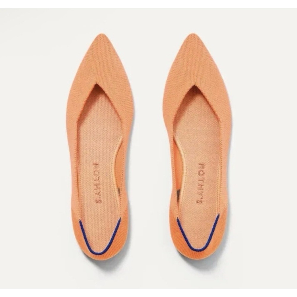 Rothy's The Point Flats Sz 9.5 Tangerine Orange Stretch Flat Point Toe Comfort